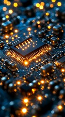 Poster - Close-Up of Intertwined Circuit Board with Lights