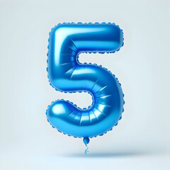 Fototapete - number 5 blue balloon isolated 