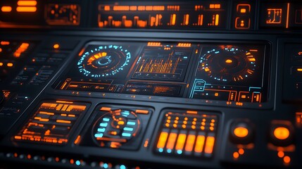 Poster - Futuristic Control Panel with Neon Elements