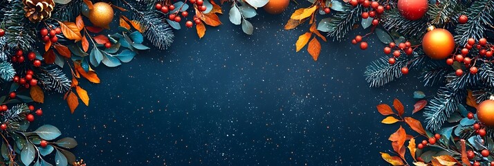 Poster - Elegant and Festive Christmas Banner Design with Ornamental Typography Seasonal Elements and Ample Copy Space on a Clean Background