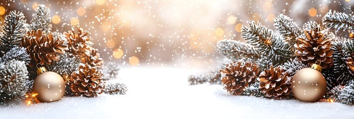 Poster - Elegant and Festive Merry Christmas Banner Design with Snowflakes Isolated on a Clean White Background Featuring Large Copy Space for Text or Logo