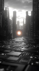 Poster - Minimalist Striking Design in Futuristic Cityscape