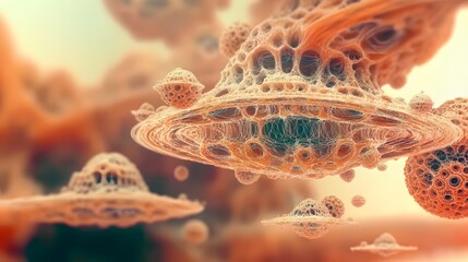Poster - A glowing network of abstract shapes in a relaxed, meditative tone, representing the fluidity of AI models learning from data, 4K resolution