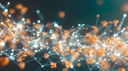 Poster - A high-energy, neon-lit network of glowing shapes, visualizing the high-speed processing of AI data, abstract and dynamic, 4K resolution