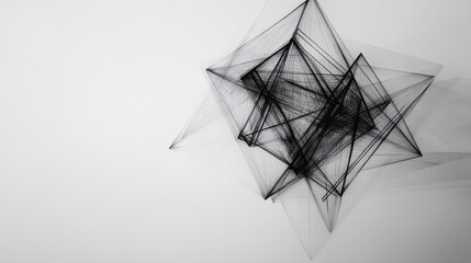 Aufkleber - Geometric black line tattoo of interlocking triangles, detailed and bold on a white surface
