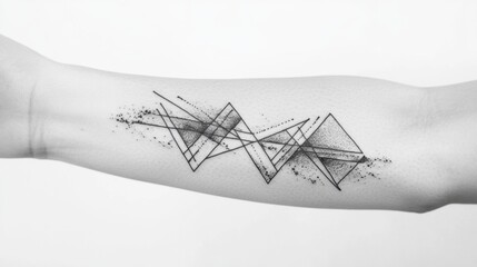 Aufkleber - Geometric black line tattoo of interlocking triangles, detailed and bold on a white surface