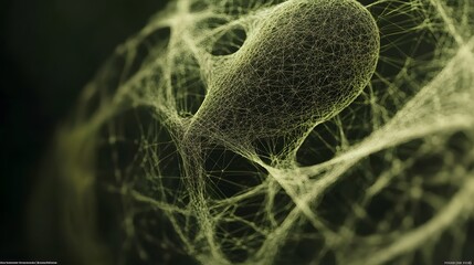 Poster - A peaceful, softly glowing network of interconnected shapes symbolizing the fluidity of AI models learning from data, calming and abstract, 4K resolution