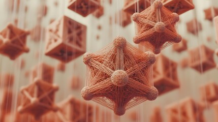 Aufkleber - A fragile, delicately glowing network of geometric forms symbolizing the vulnerability of AI models during training, 4K resolution