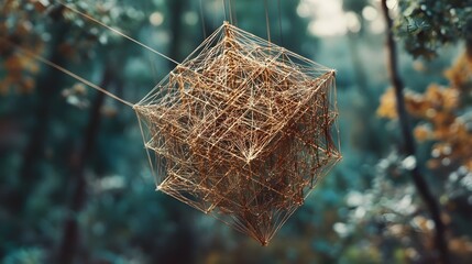 Poster - A fragile, delicately glowing network of geometric forms symbolizing the vulnerability of AI models during training, 4K resolution