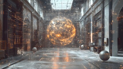 Poster - A dark, ominous glowing web of interconnected shapes representing the hidden layers and risks in AI s deep learning processes, 4K resolution