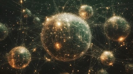 Poster - A complex web of glowing nodes and geometric shapes, symbolizing the interconnected layers of a deep learning neural network, 4K resolution