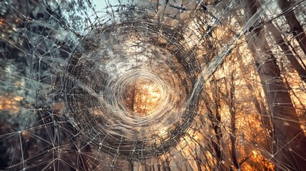 Poster - Interconnected abstract geometric shapes forming a neural network model, glowing to illustrate complex AI data processes, 4K resolution
