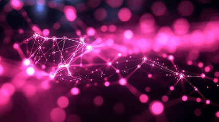 Poster - Abstract Geometric Shapes in Vibrant Pink Glow