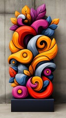 Poster - Vibrant Abstract Design with Colorful Swirls and Leaves