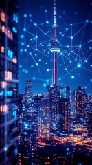 Poster - Abstract Futuristic City Skyline at Night
