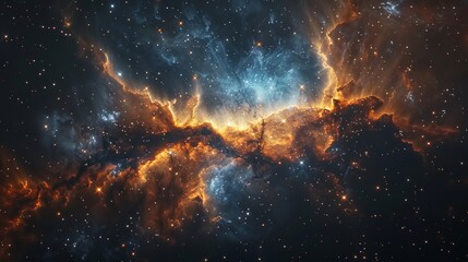 Wall Mural - realistic nebula surrounded by stars and cosmic dust in a deep space background