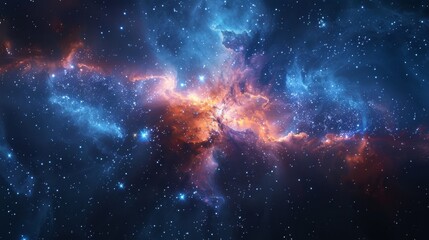 Wall Mural - realistic nebula surrounded by stars and cosmic dust in a deep space background