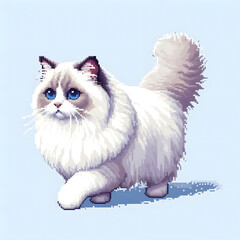 Sticker - 랙돌, 픽셀아트 (Ragdoll cat, pixel art)