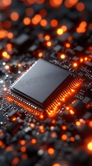 Poster - Artistic Interpretation of a Microchip in Abstract Style