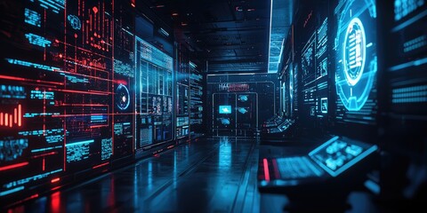 Leinwandbilder - An advanced intelligence processing room with holographic displays where AI systems analyze vast datasets for strategic insights.