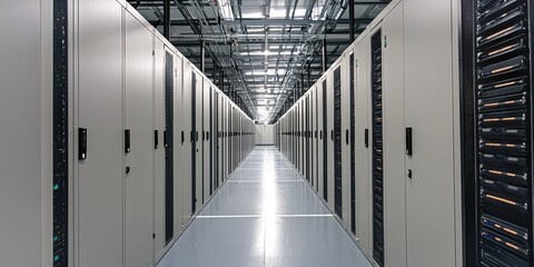 Leinwandbilder - An innovative data storage facility featuring secure, AI-managed systems for efficient and safe data archiving and retrieval.