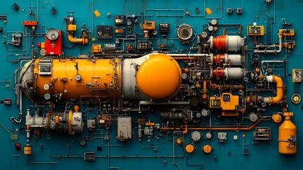 Aufkleber - A Detailed Cross Section of an Oil Refinery Complex Showcasing the Intricate Network of Pipes Tanks and Chemical Chambers Involved in the Refining of Crude Oil into Usable Petroleum Products