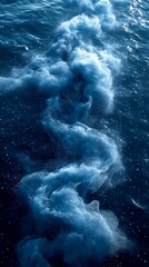 Poster - Intertwined Geometric and Fluid Shapes in Blue