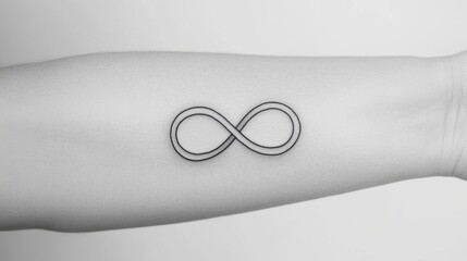 Aufkleber - Minimalist black line tattoo of an infinity symbol, sleek and detailed on a bright white background.
