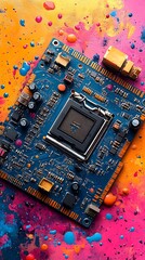 Poster - Colorful Circuit Board with Intricate Patterns and Design