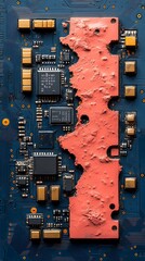 Poster - Intricate Circuit Board with Unique Patterns and Textures