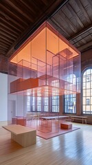 Poster - Translucent Layered Screens in Modern Interior Space