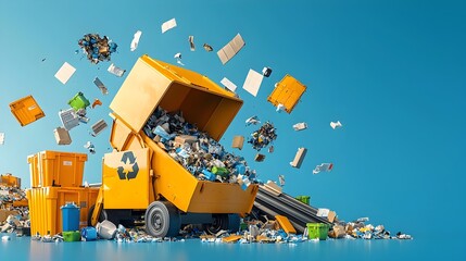 Poster - cut through view showcasing the inner workings of a recycling facility revealing the intricate syste