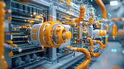 Leinwandbilder - Cutting Through a High Tech Data Center Revealing the Intricate Servers Cooling Units and Fiber Optic Networks that Power Modern Computing and Communication