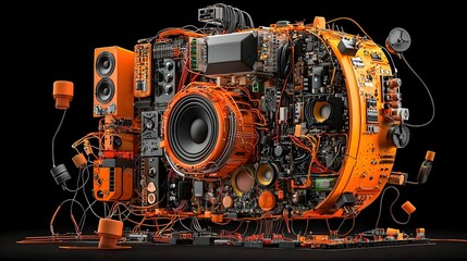 Poster - Detailed cross section showcasing the intricate layers and components of a high end home theatre system including speakers projectors and wiring for a fully immersive entertainment experience