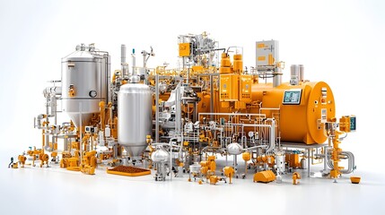 Aufkleber - Detailed Cross Section View of a Modern Food Processing Plant Featuring Automated Production Lines Mixers Ovens and Packaging Machines for Streamlined Manufacturing Workflow and Efficiency
