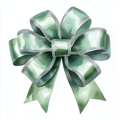 delicate green and silver bow, perfect for gift wrapping, adds festive touch