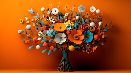 Aufkleber - Detailed Cross section View Showcasing the Intricate Structure and Composition of a Vibrant Floral Bouquet Arrangement Featuring Diverse Blooms and Greenery