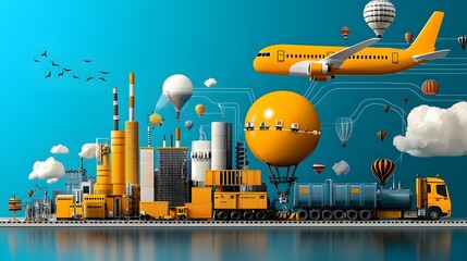 Poster - detailed infographic illustrating the interconnected processes and movements within a comprehensive 