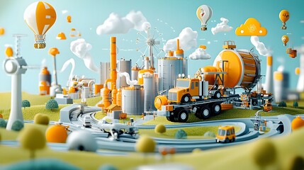 Poster - Detailed infographic showcasing the interconnected workflow of a comprehensive supply chain network including factories warehouses and retail stores linked by dynamic flow lines