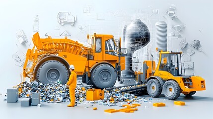 Poster - Inside an Innovative Recycling Facility Automated Conveyor Belts Shredders and Sorting Chambers for Efficient Waste Management and Resource Recovery