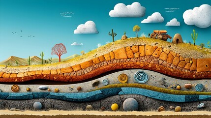 Poster - Revealing the Intricate Layers of a Mountain Landscape A Cross Section Showcasing the Geological Wonders and Formations Hidden Beneath the Surface