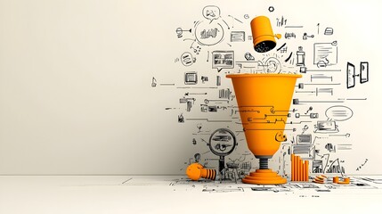 Poster - Visually Captivating Marketing Funnel Infographic Showcasing the Distinct Phases of the Sales Process in a Layered Color Coded Design