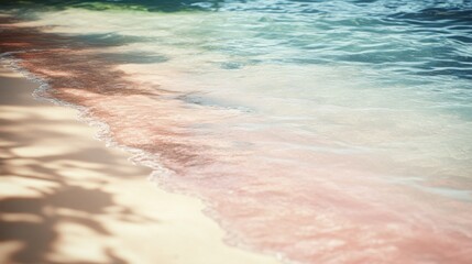  A serene beach scene with gentle waves lapping at the shore.