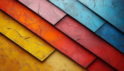 Wall Mural - Vibrant colors on old building exterior, geometric shape generated by AI