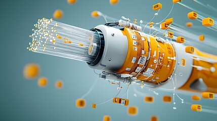 Aufkleber - Detailed cross section view of a fiber optic cable showcasing the intricate layered structure of glass fibers protective coatings