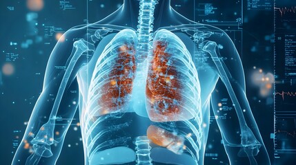 Poster - Detailed X Ray Cross Section of the Human Chest Revealing the Intricate Structure of the Rib Cage and Associated Anatomical Features