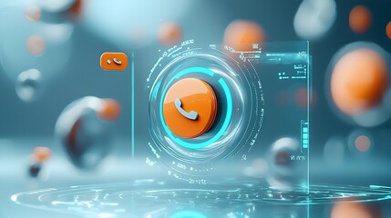 Poster - Floating fake caller ID displayed on a glass screen with subtle warning signs and indicators highlighting the concept of digital fraud identity deception