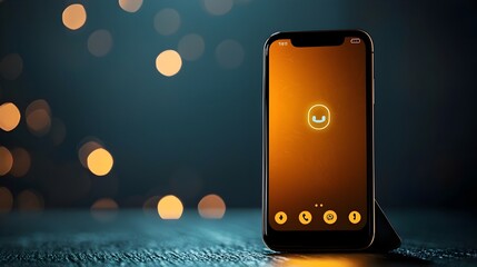 Poster - Glowing Invisible Scam Call Notification on Futuristic Phone Screen   Concept Image of a Smartphone Display Alerting to Potential Fraud or Cybersecurity Threat