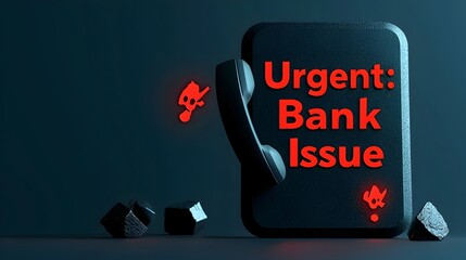 Poster - Ghostly haunting phone call icon with red text warning of an urgent banking issue that requires immediate attention and support