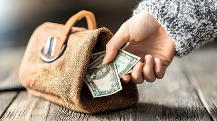 Poster - Hand from a call icon reaching into a purse to pull out cash
